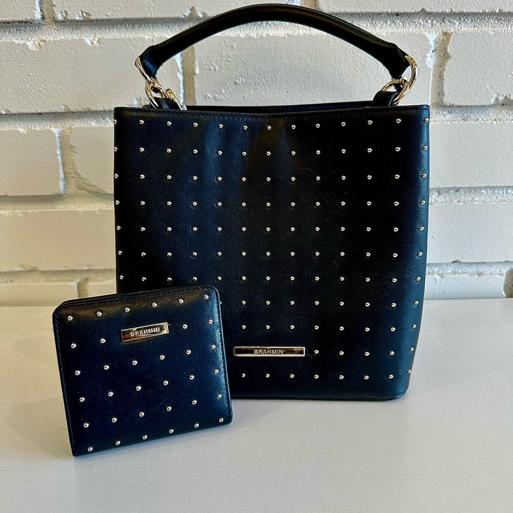 Brahmin Black Studded Women's Bag and Wallet
